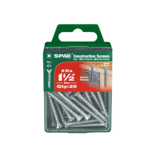 SPAX No. 8 x 1-1/2 in. L Phillips/Square Flat Head Zinc-Plated Steel Multi-Purpose Screw 25 each