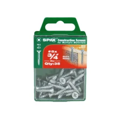 SPAX No. 8 x 3/4 in. L Phillips/Square Flat Head Zinc-Plated Steel Multi-Purpose Screw 35 each
