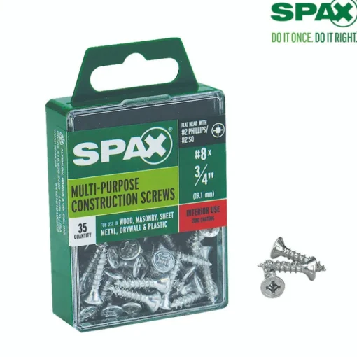 SPAX No. 8 x 3/4 in. L Phillips/Square Flat Head Zinc-Plated Steel Multi-Purpose Screw 35 each