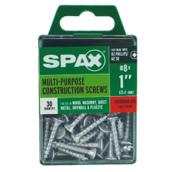 SPAX No. 8 x 1 in. L Phillips/Square Flat Head Zinc-Plated Steel Multi-Purpose Screw 30 each