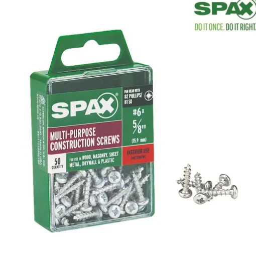 SPAX No. 6 x 5/8 in. L Phillips/Square Zinc-Plated Multi-Purpose Screws 50 pk