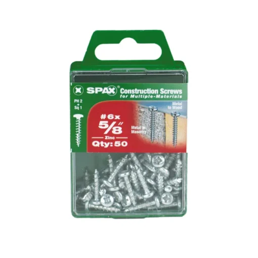 SPAX No. 6 x 5/8 in. L Phillips/Square Zinc-Plated Multi-Purpose Screws 50 pk