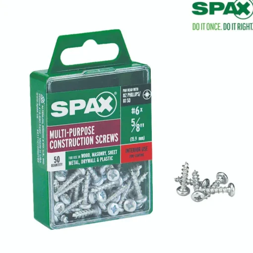 SPAX No. 6 x 5/8 in. L Phillips/Square Zinc-Plated Multi-Purpose Screws 50 pk