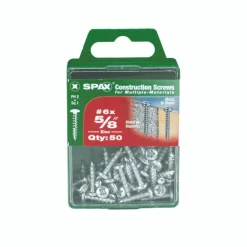 SPAX No. 6 x 5/8 in. L Phillips/Square Zinc-Plated Multi-Purpose Screws 50 pk