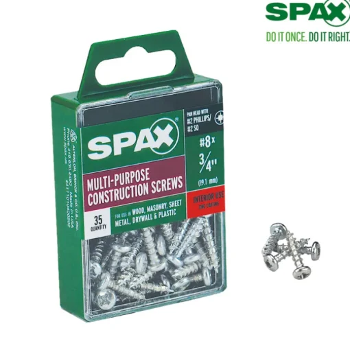 SPAX No. 8 x 5/8 in. L Phillips/Square Flat Head Zinc-Plated Steel Multi-Purpose Screw 40 each