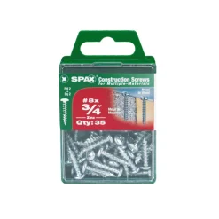 SPAX No. 8 x 5/8 in. L Phillips/Square Flat Head Zinc-Plated Steel Multi-Purpose Screw 40 each