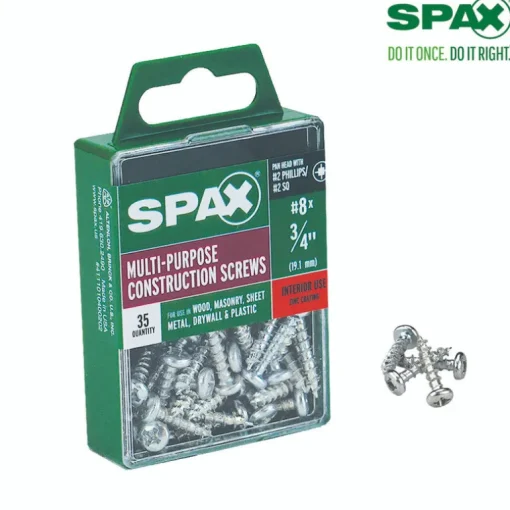 SPAX No. 8 x 5/8 in. L Phillips/Square Flat Head Zinc-Plated Steel Multi-Purpose Screw 40 each