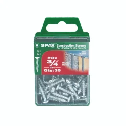 SPAX No. 8 x 5/8 in. L Phillips/Square Flat Head Zinc-Plated Steel Multi-Purpose Screw 40 each