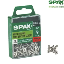 SPAX No. 6 x 5/8 in. L Phillips/Square Flat Head Zinc-Plated Steel Multi-Purpose Screw 50 each