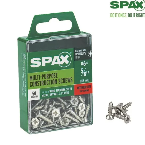 SPAX No. 6 x 5/8 in. L Phillips/Square Flat Head Zinc-Plated Steel Multi-Purpose Screw 50 each