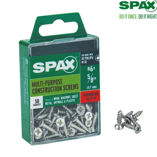 SPAX No. 6 x 5/8 in. L Phillips/Square Flat Head Zinc-Plated Steel Multi-Purpose Screw 50 each