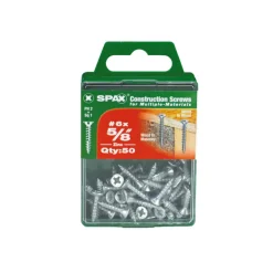 SPAX No. 6 x 5/8 in. L Phillips/Square Flat Head Zinc-Plated Steel Multi-Purpose Screw 50 each