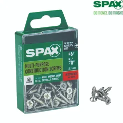 SPAX No. 6 x 5/8 in. L Phillips/Square Flat Head Zinc-Plated Steel Multi-Purpose Screw 50 each