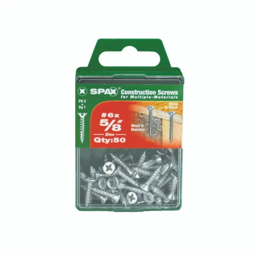 SPAX No. 6 x 5/8 in. L Phillips/Square Flat Head Zinc-Plated Steel Multi-Purpose Screw 50 each