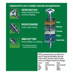 SPAX No. 6 x 5/8 in. L Phillips/Square Flat Head Zinc-Plated Steel Multi-Purpose Screw 50 each
