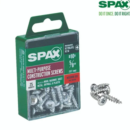 SPAX No. 10 x 5/8 in. L Phillips/Square Zinc-Plated Multi-Purpose Screws 25 pk
