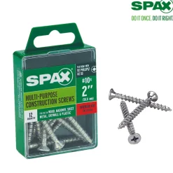 SPAX No. 10 x 2 in. L Phillips/Square Flat Head Zinc-Plated Steel Multi-Purpose Screw 12 each