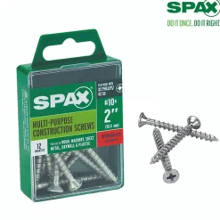 SPAX No. 10 x 2 in. L Phillips/Square Flat Head Zinc-Plated Steel Multi-Purpose Screw 12 each
