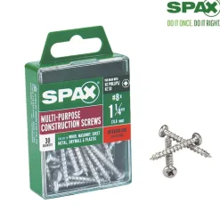 SPAX No. 8 x 1-1/4 in. L Phillips/Square Zinc-Plated Multi-Purpose Screws 30 pk