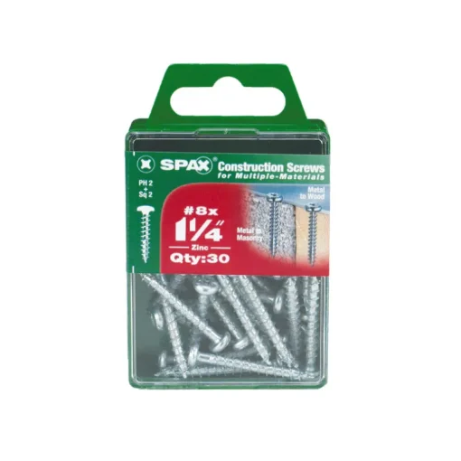 SPAX No. 8 x 1-1/4 in. L Phillips/Square Zinc-Plated Multi-Purpose Screws 30 pk