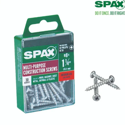 SPAX No. 8 x 1-1/4 in. L Phillips/Square Zinc-Plated Multi-Purpose Screws 30 pk