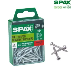 SPAX No. 6 x 1-1/4 in. L Phillips/Square Flat Head Zinc-Plated Steel Multi-Purpose Screw 35 each