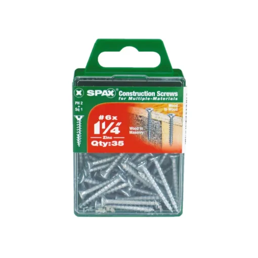 SPAX No. 6 x 1-1/4 in. L Phillips/Square Flat Head Zinc-Plated Steel Multi-Purpose Screw 35 each