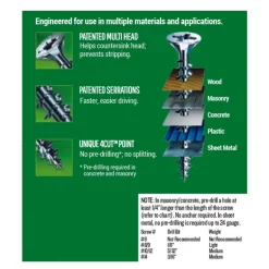 SPAX No. 6 x 1-1/4 in. L Phillips/Square Flat Head Zinc-Plated Steel Multi-Purpose Screw 35 each