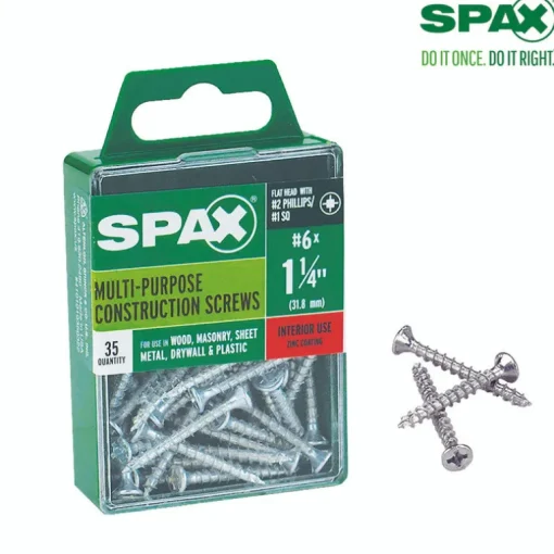SPAX No. 6 x 1-1/4 in. L Phillips/Square Flat Head Zinc-Plated Steel Multi-Purpose Screw 35 each