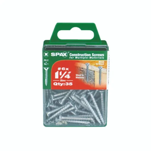 SPAX No. 6 x 1-1/4 in. L Phillips/Square Flat Head Zinc-Plated Steel Multi-Purpose Screw 35 each