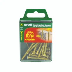 SPAX No. 8 x 1-1/2 in. L Phillips/Square Flat Head Yellow Zinc Steel Multi-Purpose Screw 25 each