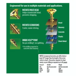 SPAX No. 8 x 1-1/2 in. L Phillips/Square Flat Head Yellow Zinc Steel Multi-Purpose Screw 25 each