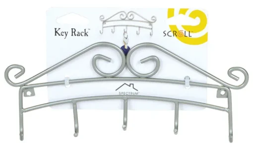 Spectrum 9-1/4 in. L Silver Steel Small Scroll Key Rack 1 pk