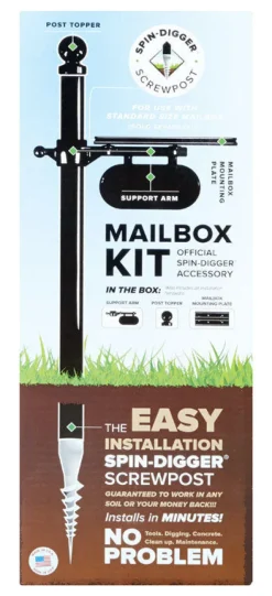 SpinDigger 20 in. H x 15 in. W Black Aluminum Mailbox Mounting Kit