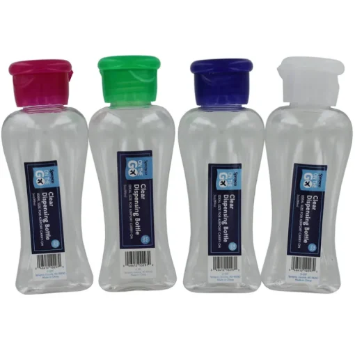 Sprayco D-297 3 Oz Clear Dispenser Bottle With Cap Assorted Colors (Pack of 48)