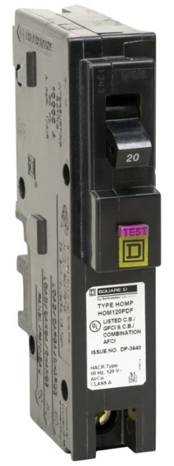 Square D 20 amps Arc Fault/Ground Fault Single Pole Circuit Breaker