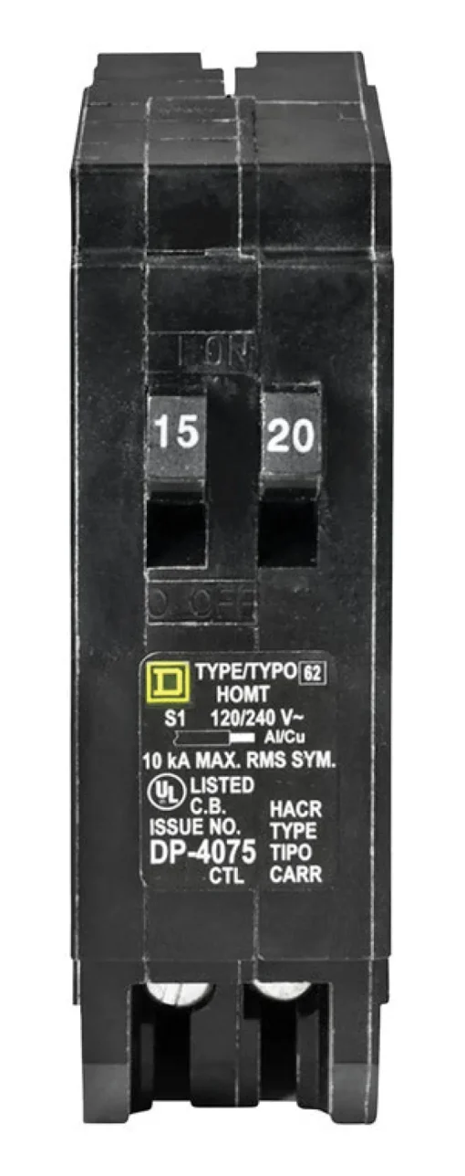 Square D 15/20 amps Tandem Single Pole Circuit Breaker