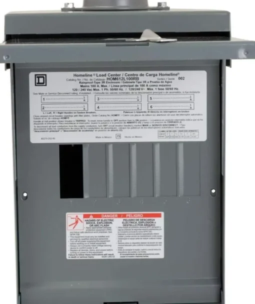 Square D HomeLine 100 amps 120/240 V 6 space 12 circuits Wall Mount Main Lug Load Center
