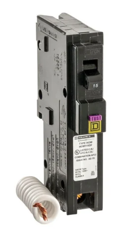 Square D HomeLine 15 amps Arc Fault/Ground Fault Single Pole Circuit Breaker