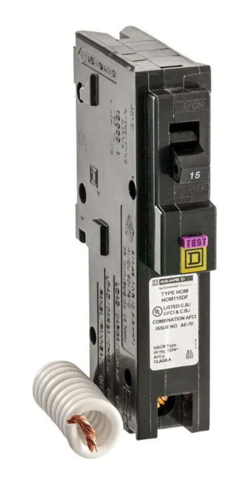 Square D HomeLine 15 amps Arc Fault/Ground Fault Single Pole Circuit Breaker