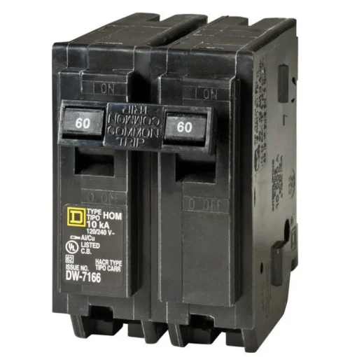 Square D HomeLine 60 amps Plug In 2-Pole Circuit Breaker