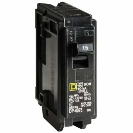 Square D Homeline 15 amps Plug In Single Pole Miniature Circuit Breaker