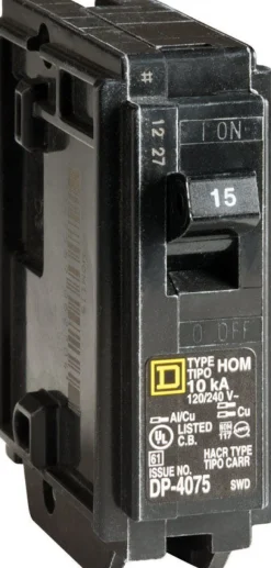 Square D Homeline 15 amps Plug In Single Pole Miniature Circuit Breaker