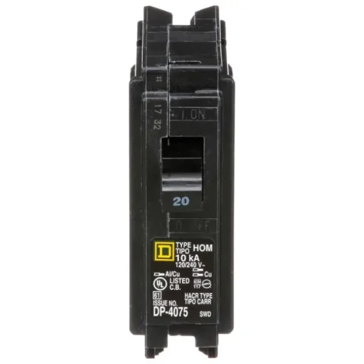 Square D HomeLine 20 amps Plug In Single Pole Circuit Breaker