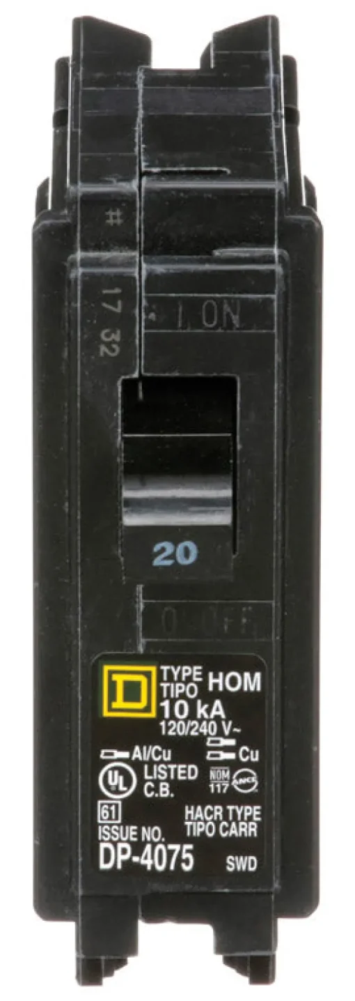 Square D HomeLine 20 amps Plug In Single Pole Circuit Breaker