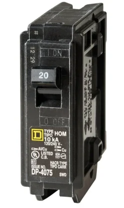 Square D HomeLine 20 amps Plug In Single Pole Circuit Breaker