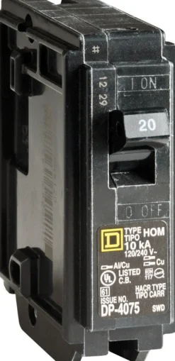 Square D HomeLine 20 amps Standard Single Pole Miniature Circuit Breaker
