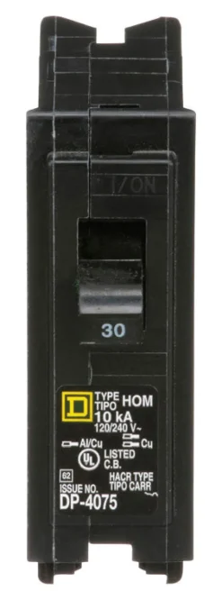 Square D HomeLine 30A Surge Single Pole Circuit Breaker