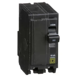 Square D 2-Pole Standard Trip Indoor Circuit Breaker 50A 120/240V, 1.48 W x 3.5 H x 2.92 D in.