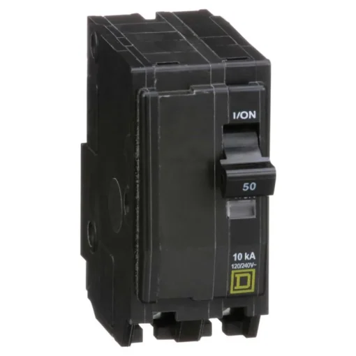 Square D 2-Pole Standard Trip Indoor Circuit Breaker 50A 120/240V, 1.48 W x 3.5 H x 2.92 D in.